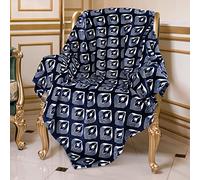 Catalonia Classy Fleece Throw Blanket for Sofas, Lightweight Soft Warm Winter Couch Throw, Cozy Blanket Chair Single Bed, 150 x 130 cm Morocco Navy