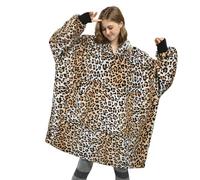 Catalonia Classy Fleece Wearable Blanket, Oversized Hoodie Blanket for Womens, Super Soft Warm Snuggle Hoodie, with Hood and Front Pocket, Cheetah