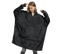 Catalonia Classy Fleece Wearable Blanket, Oversized Hoodie Blanket for Womens, Super Soft Warm Snuggle Hoodie, with Hood and Front Pocket, Black,