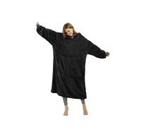 Catalonia Classy Fleece Wearable Blanket, Oversized Hoodie Blanket for Womens, Super Soft Warm Snuggle Hoodie, with Hood and Front Pocket, 170x93 cm, Black