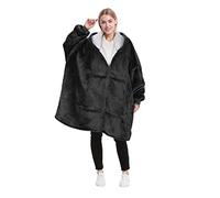Catalonia Classy Full Zipper Oversized Hoodie Blanket, Cozy Gifts, Wearable Sherpa Blanket, Soft Warm Jumpers, Comfortable Giant Hoody Sweater Adults Men Women, Black