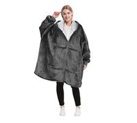 Catalonia Classy Full Zipper Oversized Hoodie Blanket, Cozy Gifts, Wearable Sherpa Blanket, Soft Warm Jumpers, Comfortable Giant Hoody Sweater Adults Men Women, Grey