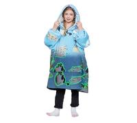 Catalonia Classy Glow in the Dark Kids Hoodie Blanket, Soft Fluffy Fleece Sweatshirt, Warm Wearable Blanket, Cosy Pullover Hoody for Boys Girls Children Pre-teen, Cat Blue