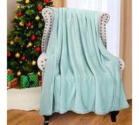 Catalonia Classy Green Fluffy Fleece Sherpa Sofa Throws Single Blanket, Warm Thick Soft Cozy Bed Blankets, Plush Couch Throw Warm Cozy Reversible Blankets for Winter 150 x 130 cm