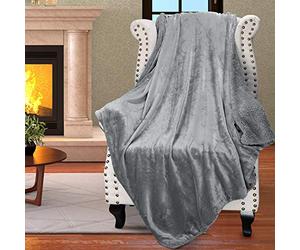 Catalonia Classy Grey Fluffy Fleece Sherpa Sofa Throws Single Blanket, Warm Thick Soft Cozy Bed Blankets, Plush Couch Throw Warm Cozy Reversible Blankets for Winter 150 x 130 cm