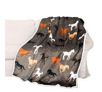 Catalonia Classy Horse Tapue Sherpa Fleece Throw Blanket, Warm Thick Soft Winter Fluffy Plush Couch Throw, Reversible Cozy Fleece Blanket Sofa Single Bed, All Season 150 x 130 cm