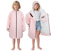 Catalonia Classy Kids Waterproof Changing Robe, Waterproof & Windproof Dry Poncho Robe for Surf Beach Swimming, Warm Sherpa Lined Swim Coat for Girls Boys Women, Black
