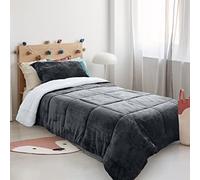 Catalonia Classy Larger Warm Bedspread with 1 Pillowcase, Soft Cozy Winter Bedspread, Fleece Sherpa Bed Cover, Grey, 160 x 220 cm