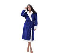 Catalonia Classy Long Ladies Dressing Gowns, Women’s Sherpa Bathrobe, Soft Warm Fluffy Fleece Thick Bath Robes Plush Shawl Collar Robe Blue