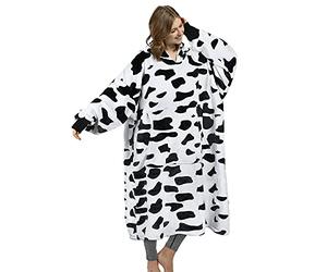 Catalonia Classy Long Soft Hoodie Blanket, Cosy Gifts For Her, Fleece Warm Wearable Blanket, Oversized Hoody for Adults Men Women, Cow Print