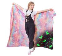 Catalonia Classy Luminous Kid's Throws Blanket Unicorn, Soft Comfy Sofa Blanket, Fluffy Cozy Fleece Plush Child's Blanket for Single Bed, Warm Couch Throw for All Season, 150 x 130 cm, Pink