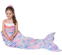 Catalonia Classy Mermaid Blanket, Mermaid Fin Cuddle Blanket Sofa Blankets All Seasons Sleeping Bag Fleece Blanket Home Outdoor, 155 x 51 cm