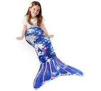 Catalonia Classy Mermaid Tail Blanket 155×50 cm, Fish Scale Pattern Snuggle Blanket for Girls Tenns, Wearable Fleece Sleeping Bags for Kids, Cozy Mermaid Birthday Gift for Adults Women