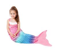 Catalonia Classy Mermaid Tail Blanket for Girls, 114 x 41 cm Super Soft Plush Flannel Sleeping Blanket for Girls Aged 4-6, Rainbow Ombre Mermaid Gift Toddlers