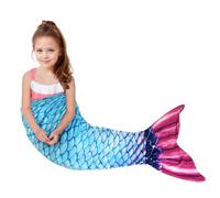 Catalonia Classy Mermaid Tail Blanket for Kid Gift - Wearable Blanket 114 x 41 cm, Soft Plush Flannel Sleeping Bag for Girls All Seasons, Shiny Fish Scale Pattern, Baby Blue Galaxy