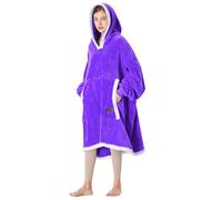 Catalonia Classy Oversized Fleece Hoodie, Gift for Women Blanket Sweatshirt, Wearable Soft Fleece Giant Pullover for Adults Men Women Teenagers Wife Girlfriend Gift, Purple
