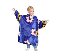Catalonia Classy Oversized Hoodie Blanket Kids, Soft Fluffy Fleece Wearable Blanket for 110-150 cm Girls Boys, Cosy Warm Snuggle Hoodie for Gift, Football Navy