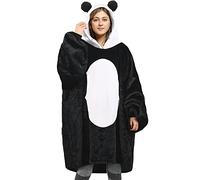 Catalonia Classy Panda Oversized Hoodie Blanket Women, Warm Winter Gifts for Her, Super Soft Fleece Wearable Blanket, Cute Hooded Blanket with Front Pocket for Adults Teenagers, Panda