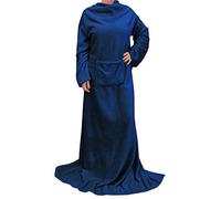 Catalonia Classy Portable Blanket with Sleeves Gift for Adult Women Men, Extra Soft Warm Cosy Micro Plush Lightweight Fleece Snug Body Blanket, TV Wrap Throw Blanket with Pocket,Navy