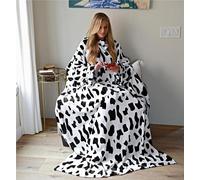 Catalonia Classy Portable Blanket with Sleeves Gift for Adult Women Men, Extra Soft Warm Cosy Micro Plush Lightweight Fleece Snug Body Blanket, TV Wrap Throw Blanket with Pocket,Dalmation