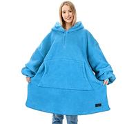 Catalonia Classy Quarter Zip Hoodie Blanket, Warm Gift, Oversized Hoody Jumpers, Cozy Wearable Blanket for Adults Men Women, Blue