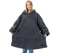 Catalonia Classy Quarter Zip Hoodie Blanket, Warm Gift, Oversized Hoody Jumpers, Cozy Wearable Blanket for Adults Men Women, Charcoal Gray