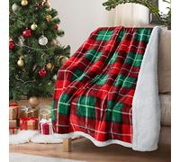 Catalonia Classy Red Buffalo Plaid Christmas Throw TV Sherpa Blanket 150 x 130 cm, Super Soft Warm Comfy Plush Fleece Bedding Couch Cabin Decorative Throw Blanket