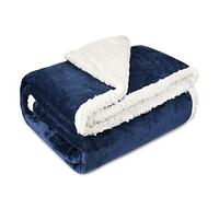 Catalonia Classy Sherpa Fleece Blanket, Flannel Throw for Couch Sofa, Extra Thick Warm Sofa Blanket, Cosy Couch Blanket, All Seasons Or Living Room Blanket, 200 x 150 cm, Navy