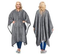 Catalonia Classy Sherpa Fleece Poncho Blanket Super Soft Warm Cosy Wearable Large Blanket for Adult Women Men Fluffy Throw Indoors or Outdoors, 200 x 140 cm Grey