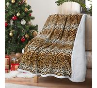 Catalonia Classy Sherpa Fleece Throw Blanket, Warm Thick Soft Winter Fluffy Plush Couch Throw, Reversible Cozy Fleece Blanket Sofa Single Bed, All Season 150 x 130 cm Leopard