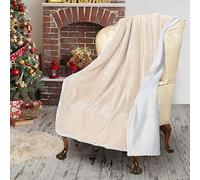 Catalonia Classy Sherpa Fleece Throw Blanket, Warm Thick Soft Winter Fluffy Plush Couch Throw, Reversible Cozy Fleece Blanket Sofa Single Bed, All Season 150 x 130 cm Latte