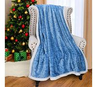 Catalonia Classy Sherpa Throw Blanket, Soft Fluffy Cozy Fleece Blanket, Warm Thick Velvet Plush Couch Sofa Throw, Plush Winter Single Bed Blankets for Adults Child, 150 x 130 cm, Light Blue