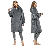 Catalonia Classy Slim Fleece Hoodie Blanket, Soft Warm Wearable Blanket, Gifts for Teens Girls Boys, Lightweight Pullover Hoody for Men Women, Dark Grey
