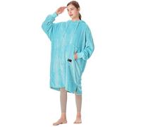 Catalonia Classy Slim Fleece Hoodie Blanket, Soft Warm Wearable Blanket, Gifts for Teens Girls Boys, Lightweight Pullover Hoody for Men Women, Blue