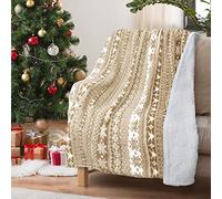 Catalonia Classy Snowflake Theme Sherpa Throw Blanket, Fluffy Plush Cozy Fleece Blanket, Warm Thick Soft Winter Couch Throw for Children and Adult, 150 x 130 cm Beige
