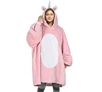 Catalonia Classy Unicorn Oversized Hoodie Blanket Women, Warm Winter Gifts for Her, Fluffy Sherpa Fleece Wearable Blanket, Cute Hooded Blanket with Front Pocket for Adults Teenagers, Unicorn