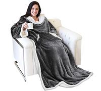 Catalonia Classy Warm Wearable Blanket with Sleeves Women, Gift for Her, Soft Wearable Blanket, Cozy Double Blanket with Arms,185 x 140 cm Grey