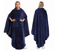 Catalonia Classy Warm Wearable Poncho Blanket, Large Soft Fluffy Blanket, Wrap Throw Cape with Pocket, Cosy Comfort Gifts for Adult Women Men, Navy