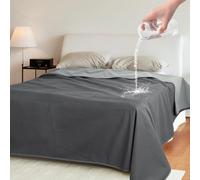 Catalonia Classy Waterproof Bed Blanket for Bed, Washable Protective Fleece Sherpa Throw for Adults, Bed Cover, 127×102 cm Grey