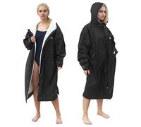 Catalonia Classy Waterproof Changing Robe for Adult,Windproof Dry Swimming Robe for Surf Beach, Waterproof Poncho Coat for Men Women, Black, S-M