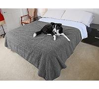 Catalonia Classy Waterproof Dog Blanket, Fleece Sherpa Bed Cover Throw Blanket for Sofa,Washable Reversible Furniture Protector, 203×152 cm, Light Grey/Dark Grey