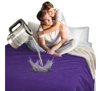 Catalonia Classy Waterproof Love Blanket for Bed, Fleece Intimacy Blanke for Adults, Reversible Washable Dog Blanket for Sofa, 203 x 152 cm, Purple/Taupe