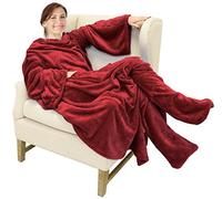 Catalonia Classy Wearable Blanket with Sleeves and Foot Pocket, Warm Gift for Sofa Lovers,Soft Fleece Blankets for Family, Cosy Blankets for Winter,190 x 135 cm Wine