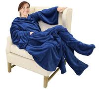 Catalonia Classy Wearable Blanket with Sleeves and Foot Pocket, Warm Gift for Sofa Lovers,Soft Fleece Blankets for Family, Cosy Blankets for Winter,190 x 135 cm Navy