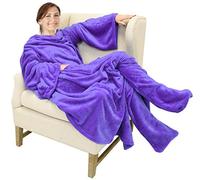 Catalonia Classy Wearable Blanket with Sleeves and Foot Pocket, Warm Gift for Sofa Lovers,Soft Fleece Blankets for Family, Cosy Blankets for Winter,190 x 135 cm Purple