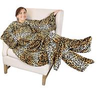 Catalonia Classy Wearable Blanket with Sleeves and Foot Pocket, Warm Gift for Sofa Lovers,Soft Fleece Blankets for Family, Cosy Blankets for Winter,190 x 135 cm Leopard