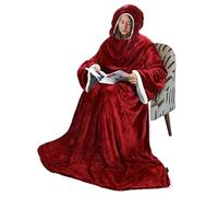 Catalonia Classy Wearable Blanket with Sleeves and Hood, Oversize Fleece Plush Throw Blanket for Women, Warm, Comfortable, Gift for Adults, 185 x 140 cm, Wine