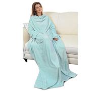 Catalonia Classy Wearable Blanket with Sleeves, Cozy Gift for Women Wife Girlfriend, Warm Soft Fleece TV Blanket with Arms for Sofa Couch, Gift for Her, 185 x 130 cm Aqua