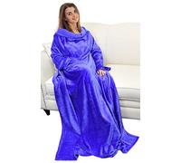 Catalonia Classy Wearable Blanket with Sleeves, Cozy Gift for Women Wife Girlfriend, Warm Soft Fleece TV Blanket with Arms for Sofa Couch, Gift for Her, 185 x 130 cm Blue