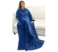 Catalonia Classy Wearable Blanket with Sleeves, Cozy Gift for Women Wife Girlfriend, Warm Soft Fleece TV Blanket with Arms for Sofa Couch, Gift for Her, 185 x 130 cm Navy